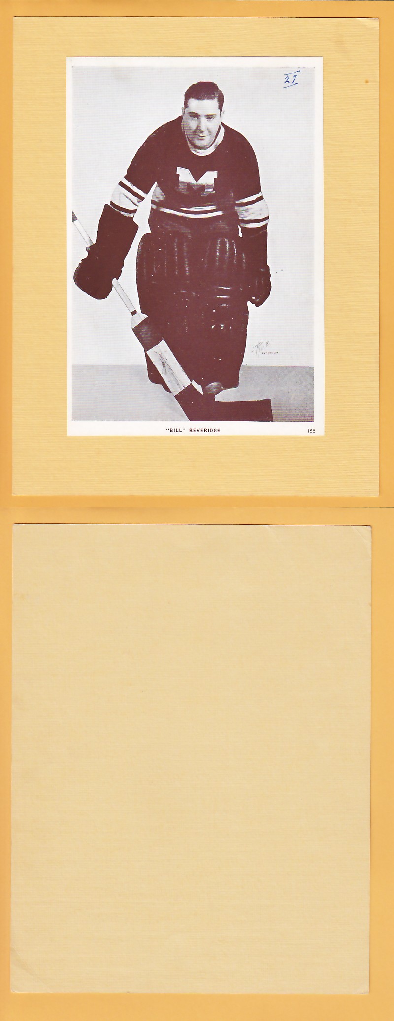 1935-40 CROWN BRAND PHOTO #122 BILL BEVERIDGE photo 1935-40 CROWN BRAND PHOTO #122 BILL BEVERIDGE photo